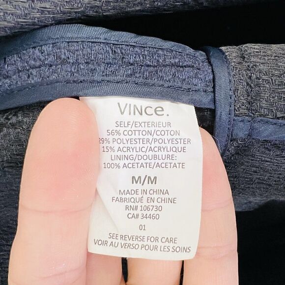 Vince Navy Blue Textured Waterfall Open Front Blazer - Picture 5 of 6